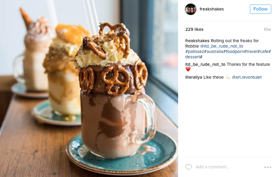 Bildet er fra kontoen freakshakes på Instagram. Bildet er fra kontoen freakshakes på Instagram.