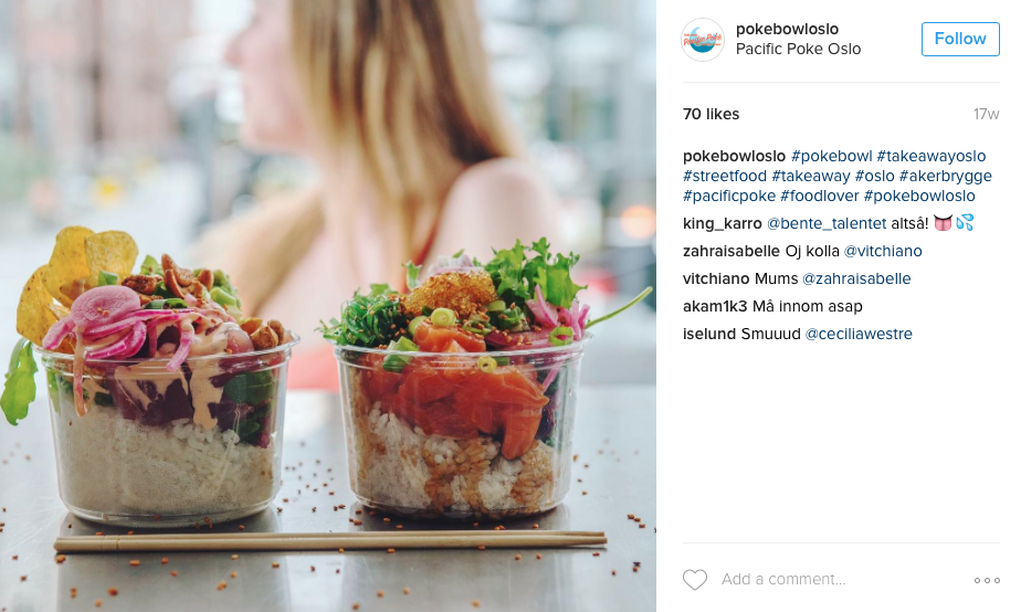 Bildet er hentet fra instagramkontoen Pokebowlsoslo. Bildet er hentet fra instagramkontoen Pokebowlsoslo.