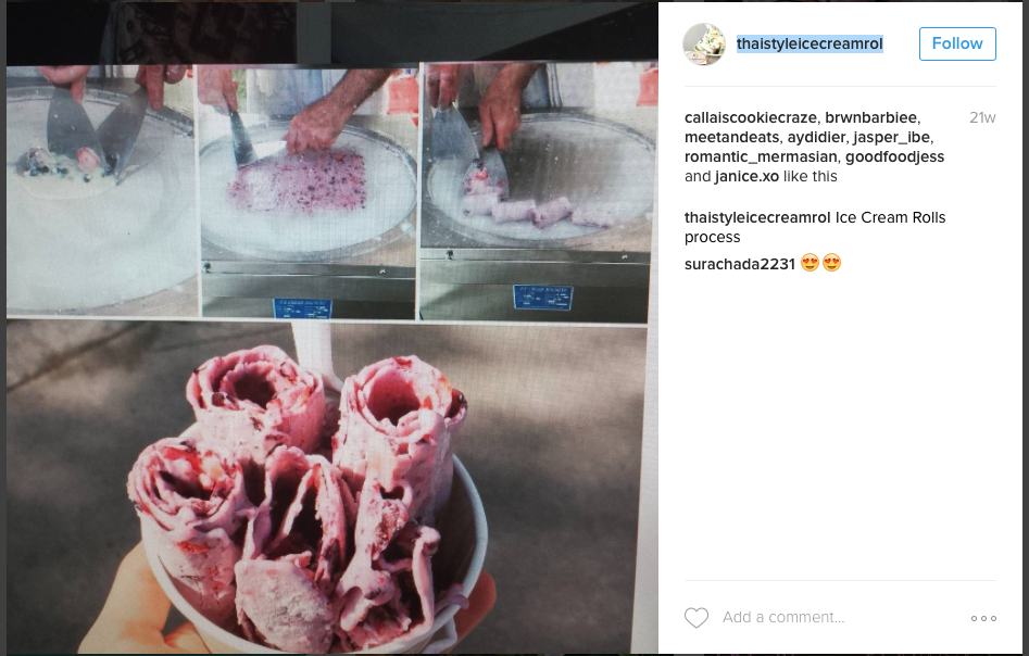 Bildet er hentet fra instagramkontoen thaistyleicecreamrol. Bildet er hentet fra instagramkontoen thaistyleicecreamrol.